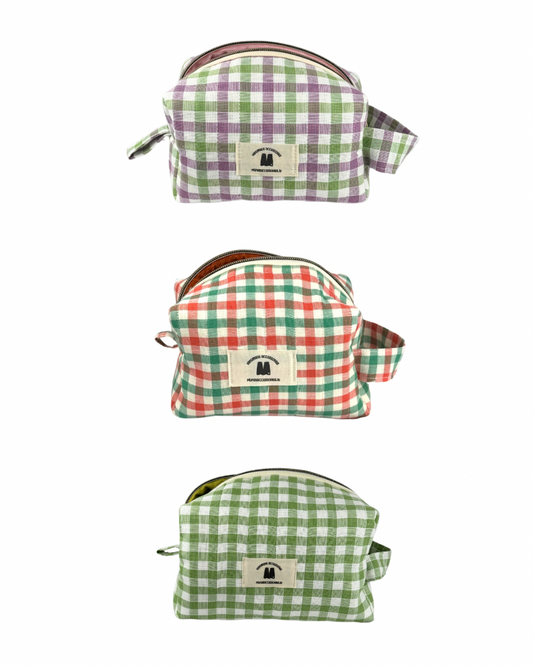 Beauty-case artigianale in velluto e cotone | Collezione primavera Bloom