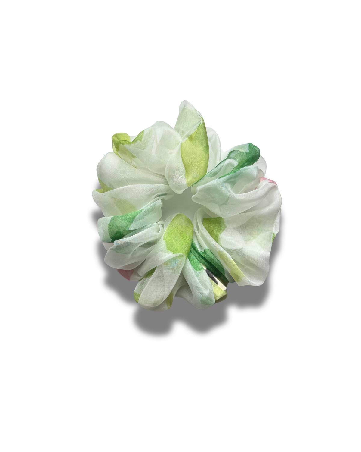 Flora — Scrunchie floreale verde e bianco