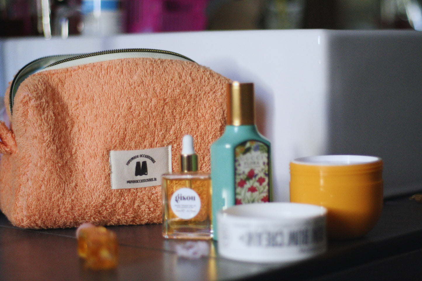 Beauty-case artigianale in spugna e cotone | Collezione Pima