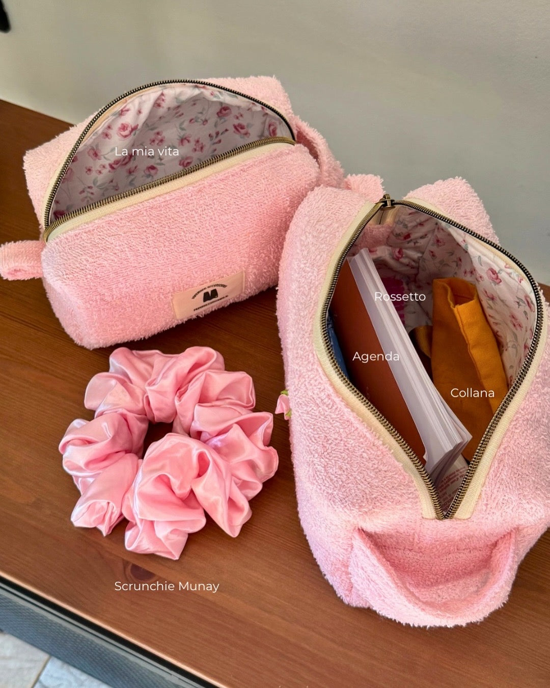 Beauty-case artigianale in spugna e cotone | Collezione Pima